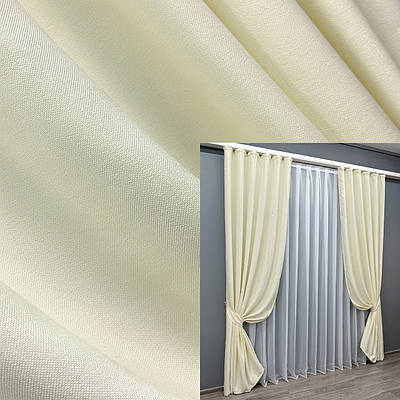 Комплект штор (2шт. 1,5х2,7м.) льон-софт, колекція "Парма". Колір молочний. Код 1736ш 33-0647