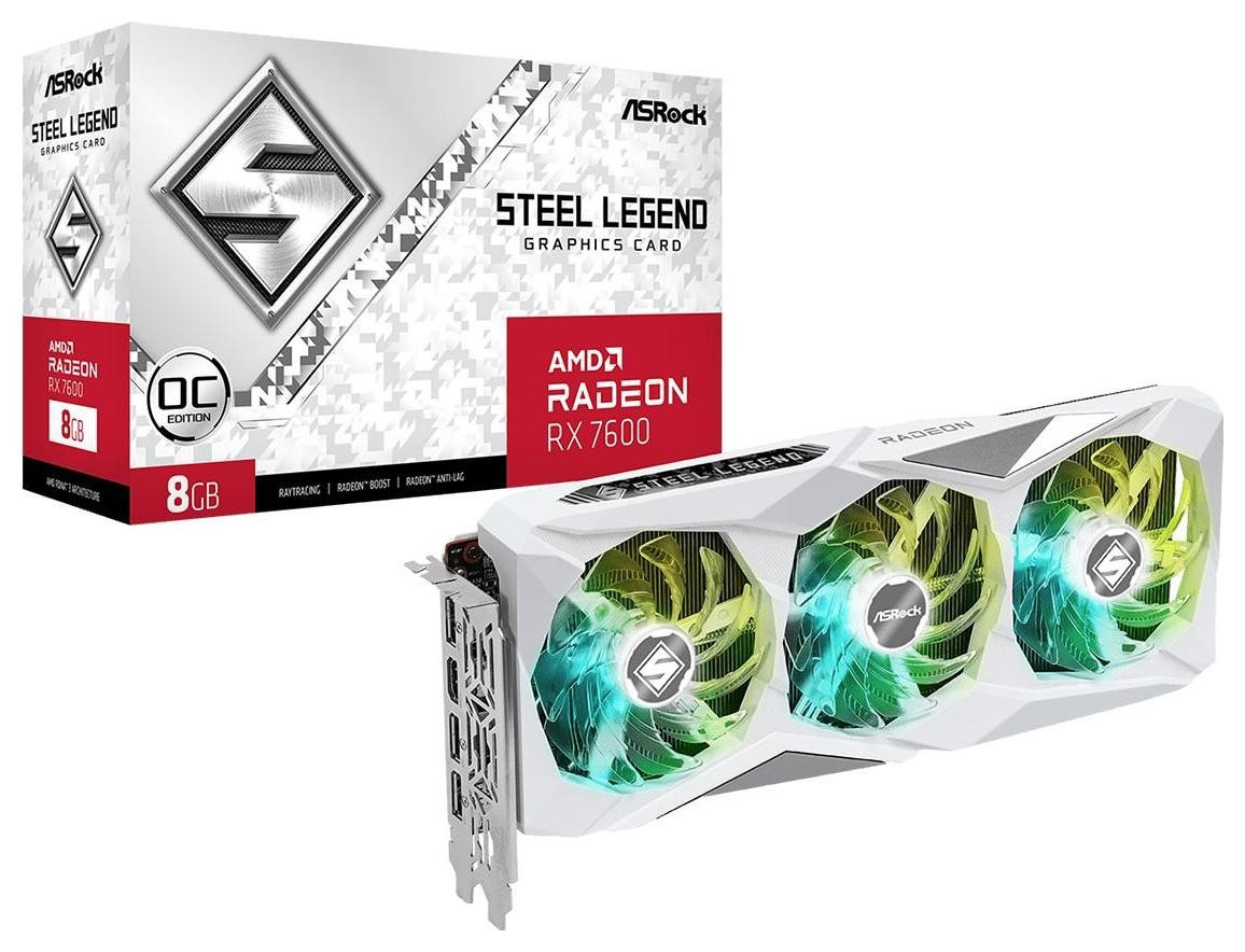 Відеокарта ASrock Radeon RX 7600 Steel Legend OC 8GB , Гарантія, фото 1