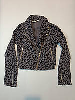 Стильна куртка косуха H&M на дівчинку, 9-10 років, бомбер із леопардовим принтом