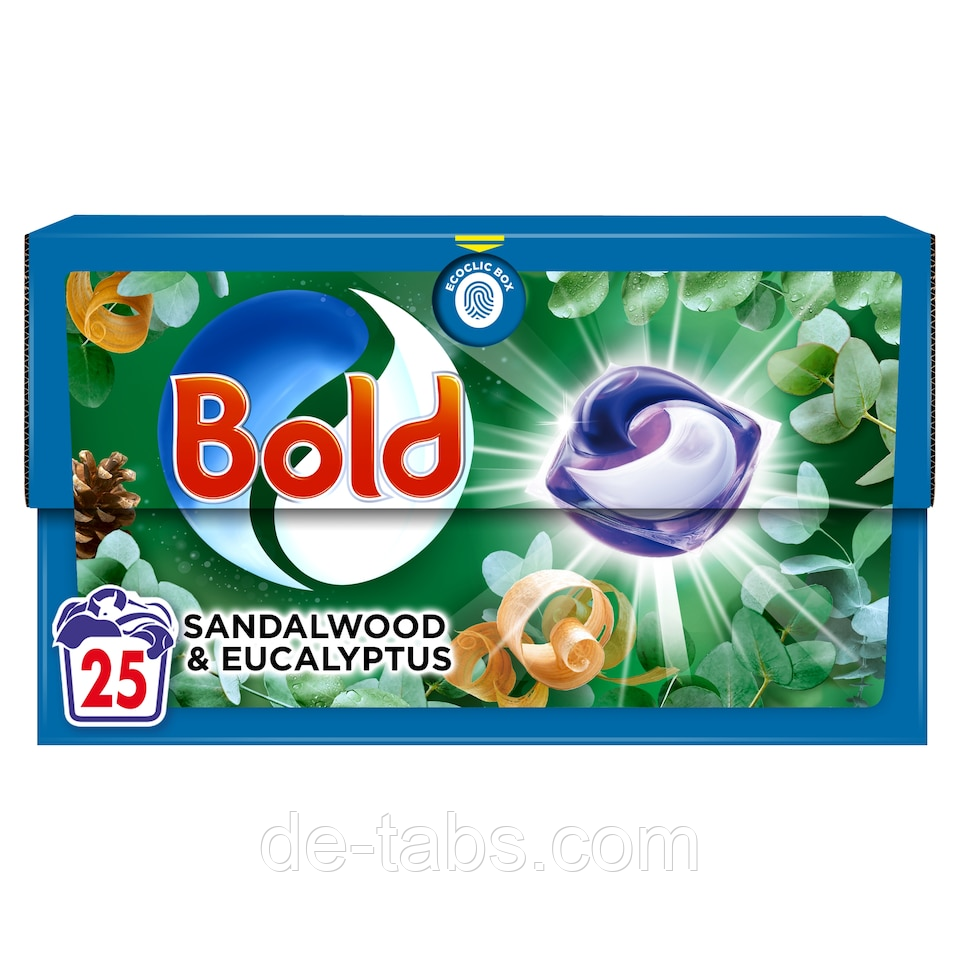 Bold Sandalwood & Eucalyptus капсули для прання з ароматом сандалового дерева та евкаліпта (25 шт)