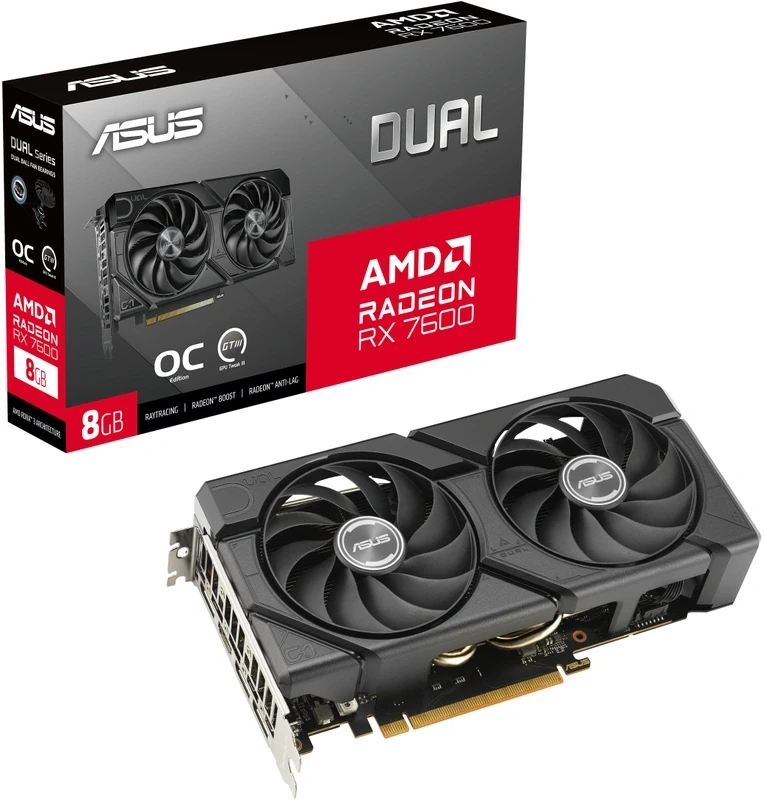 Відеокарта Asus Radeon RX 7600 Dual EVO OC 8GB , Гарантія, фото 1