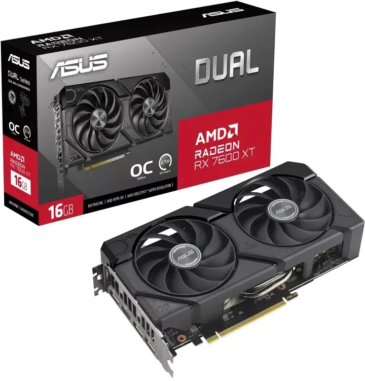 Відеокарта Asus Radeon RX 7600 XT Dual OC 16GB , Гарантія, фото 1