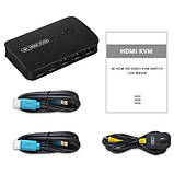 KVM свіч перемикач, 2 порта, HDMI USB, кнопка, фото 2