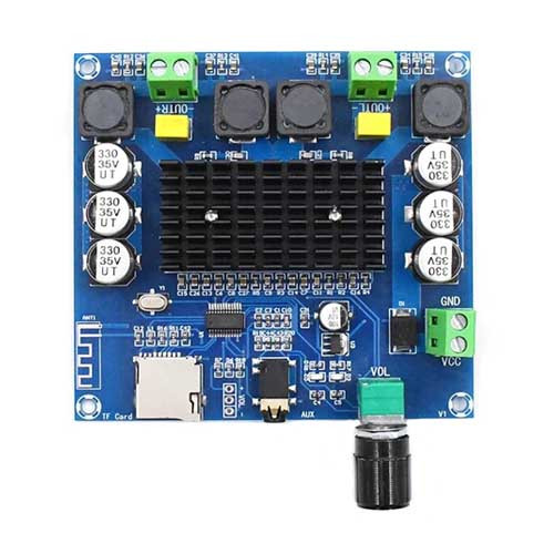 Аудіо підсилювач потужності звуку 2х100Вт з Bluetooth і MicroSD, TDA7498, фото 1