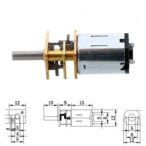Мотор редуктор мікро моторчик 12GAN20 100 об/хв 12В, фото 1