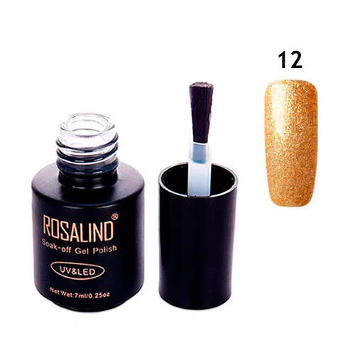 Гель-лак для нігтів манікюру 7мл Rosalind, шиммер, 12 золото, фото 1