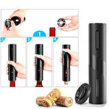 Штопор електричний для вина, електроштопор на батарейках із ножем для фольги, фото 3