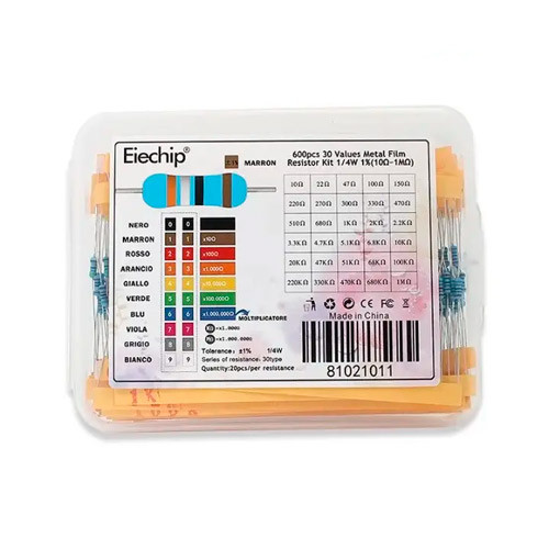 Резистори 1/4Вт 600шт MF 1% 10Ом-1МОм, в кейсі, фото 1