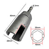 Ключ для барашкових гайок і гачків 80мм, тип В, насадка для шурупокрута, CR-V, фото 3