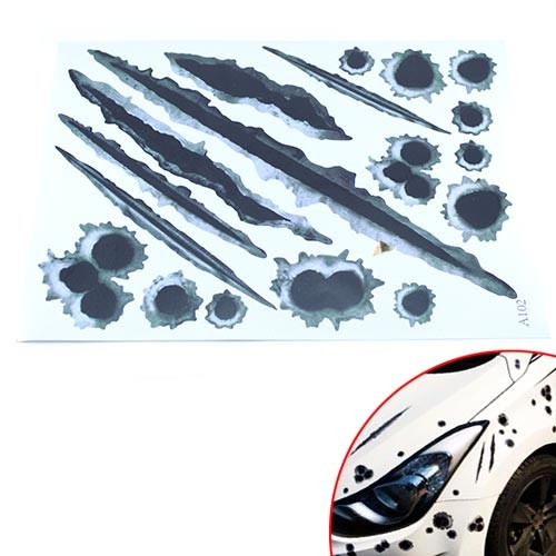 Наклейки 3D стікери Дірки від куль і Подряпини 18шт для автомобіля, фото 1