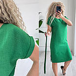 Жіноче плаття міді вільного крою з поясом і короткими рукавами (р. 42-52) 7036016, фото 2