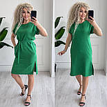 Жіноче плаття міді вільного крою з поясом і короткими рукавами (р. 42-52) 7036016, фото 3