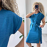 Жіноче плаття міді вільного крою з поясом і короткими рукавами (р. 42-52) 7036016, фото 4