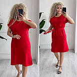Жіноче плаття міді вільного крою з поясом і короткими рукавами (р. 42-52) 7036016, фото 6