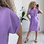 Жіноче плаття міді вільного крою з поясом і короткими рукавами (р. 42-52) 7036016, фото 8