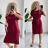 Жіноче плаття міді вільного крою з поясом і короткими рукавами (р. 42-52) 7036016, фото 9