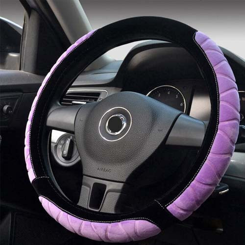 Обплетення чохол на кермо каркасний, плюшевий, 37см, БЕЗ ОБТЯЖКИ, фіолетова, фото 1