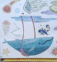 Вінілова наклейка Синій кит із дітьми (лист 60 х 90 см) Б437-7, фото 5