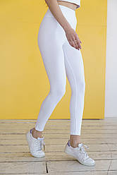 Лосини жіночі бавовняні спортивні легінси з високою посадкою Eva білі