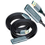 USB 3.0 подовжувач активний репітер, кабель AM – AF з Type-C, 10м, Premium, фото 5