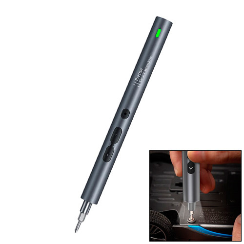 Електровикрутка реверсивна 350мАг з набором біт 4мм 24шт, алюмінієва, фото 1