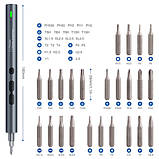 Електровикрутка реверсивна 350мАг з набором біт 4мм 24шт, алюмінієва, фото 2