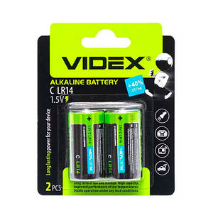 Батарейка LR14/C Videx лужна 1.5В