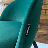 М'який стілець MAGRA зі спинкою зі смарагдового велюру люкс на металевому каркасі, фото 3