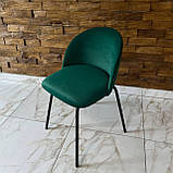 М'який стілець MAGRA зі спинкою зі смарагдового велюру люкс на металевому каркасі, фото 5
