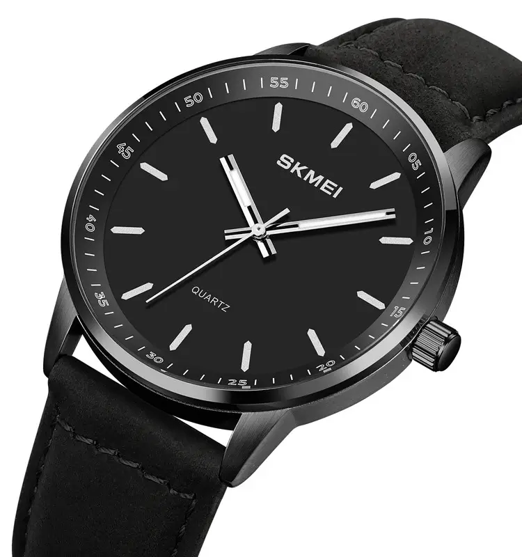 Класичний чоловічий наручний годинник Skmei 2034 (Чорний з чорним), фото 1