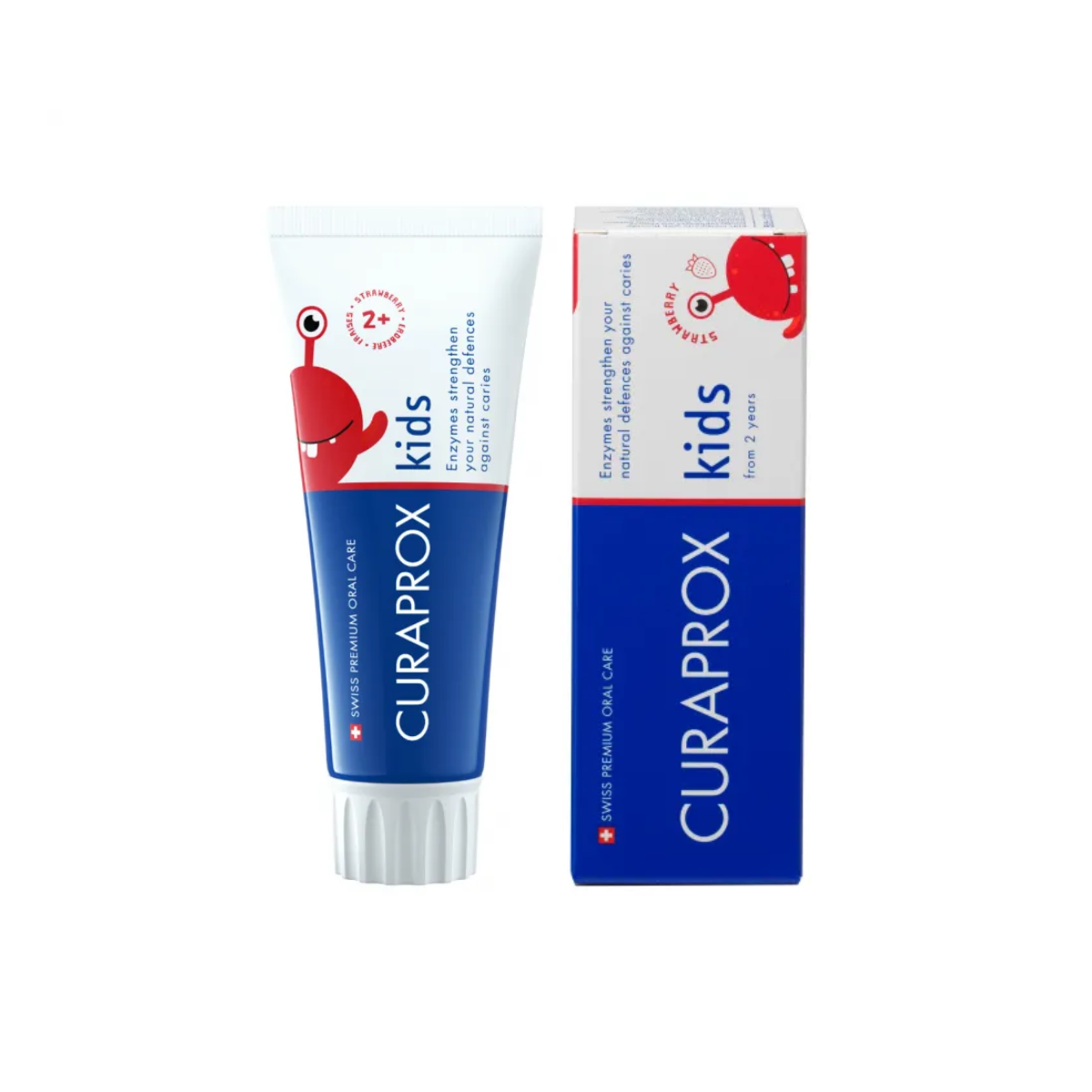Зубна паста дитяча (від 2-ох років) з полуничним смаком, з фтором (60 мл) CURAPROX, фото 1