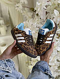 Леопардові шкіряні жіночі кросівки Adidas Samba Nylon Wales Bonner Dark Brown Leopard, фото 3