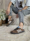 Леопардові шкіряні жіночі кросівки Adidas Samba Nylon Wales Bonner Dark Brown Leopard, фото 5