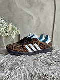 Леопардові шкіряні жіночі кросівки Adidas Samba Nylon Wales Bonner Dark Brown Leopard, фото 6