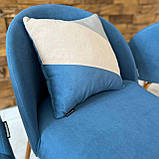 М'який стілець MAGRA зі спинкою з синього велюру топ на металевому золотому каркасі, фото 6