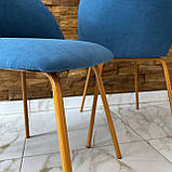 М'який стілець MAGRA зі спинкою з синього велюру топ на металевому золотому каркасі, фото 5