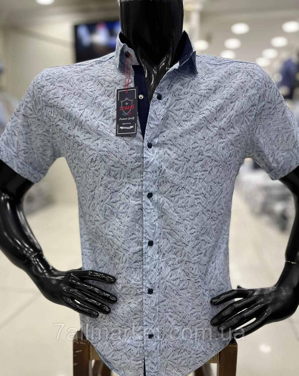 Сорочка чоловіча стильна, молодіжна з коротким рукавом р-ри S-2XL (2хв) "BOMBER" недорого від прямого постачальника