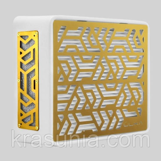 Витяжка для манікюру настільна Ulka Pemium з фільтром, колір білий (сітка золота)