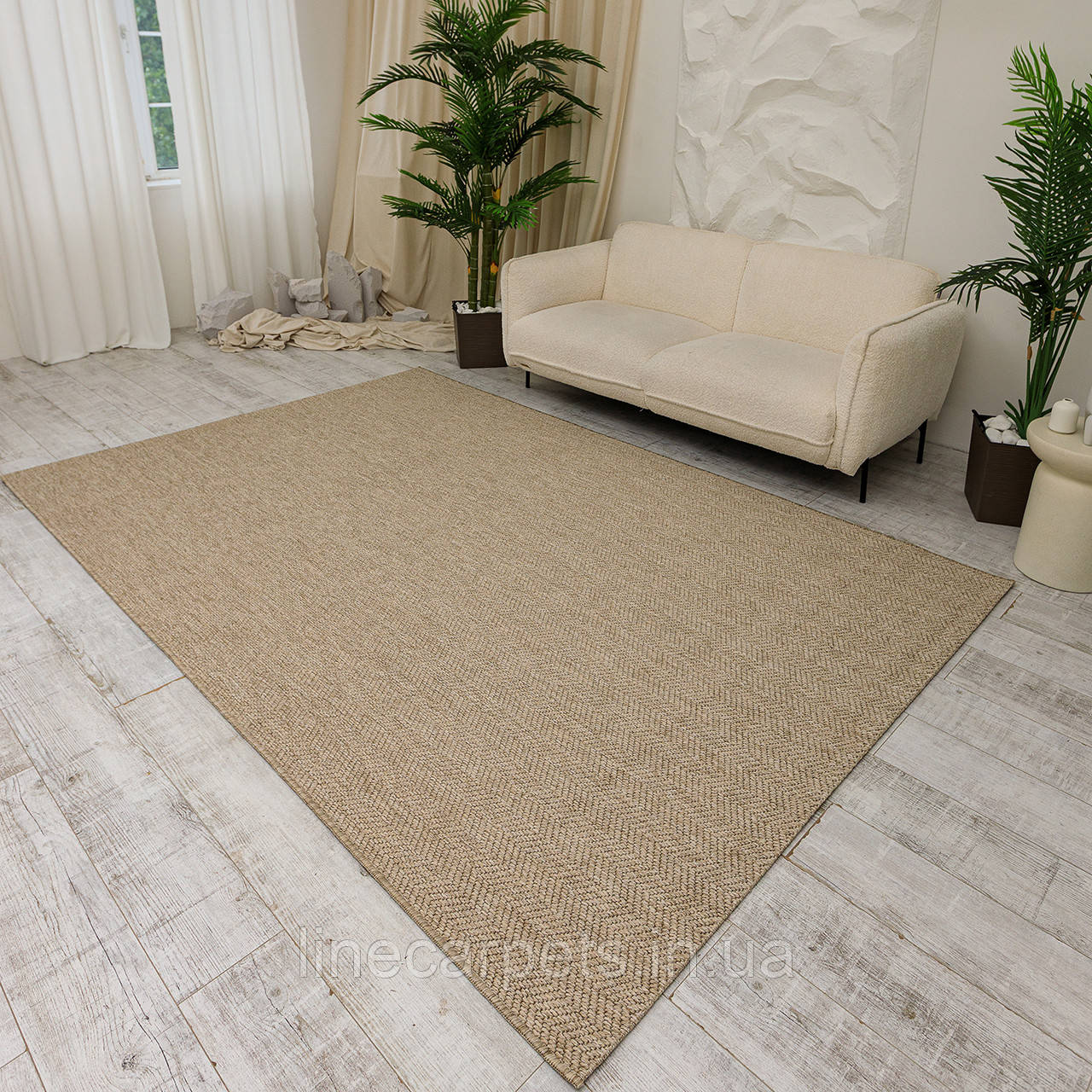 Безворсовий килим бежевий NATURA B3672С beige, фото 1
