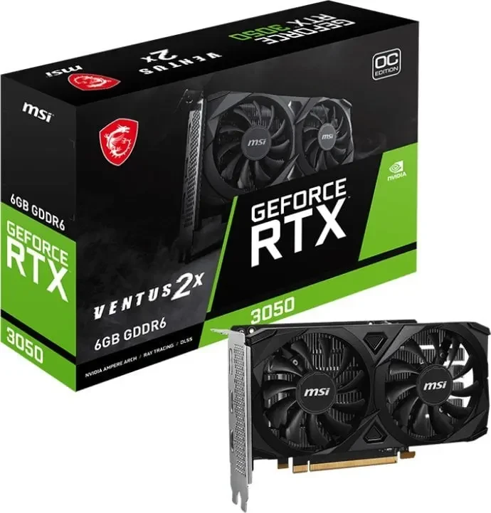 Відеокарта MSI GeForce RTX 3050 Ventus 2X E OC 6GB , Гарантія, фото 1