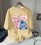 Жіноча повсякденна футболка оверсайз з принтом Стіч, фото 2