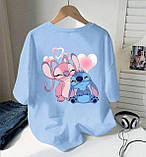 Жіноча повсякденна футболка оверсайз з принтом Стіч, фото 4