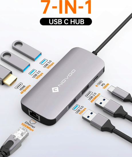 Адаптер NOVOO 7-в-1 USB C Hub, фото 1