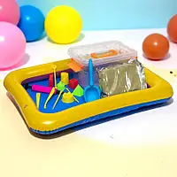 Кинетический песок с песочницей и формочками, 1кг, 44х60см (Живой песок для лепки)