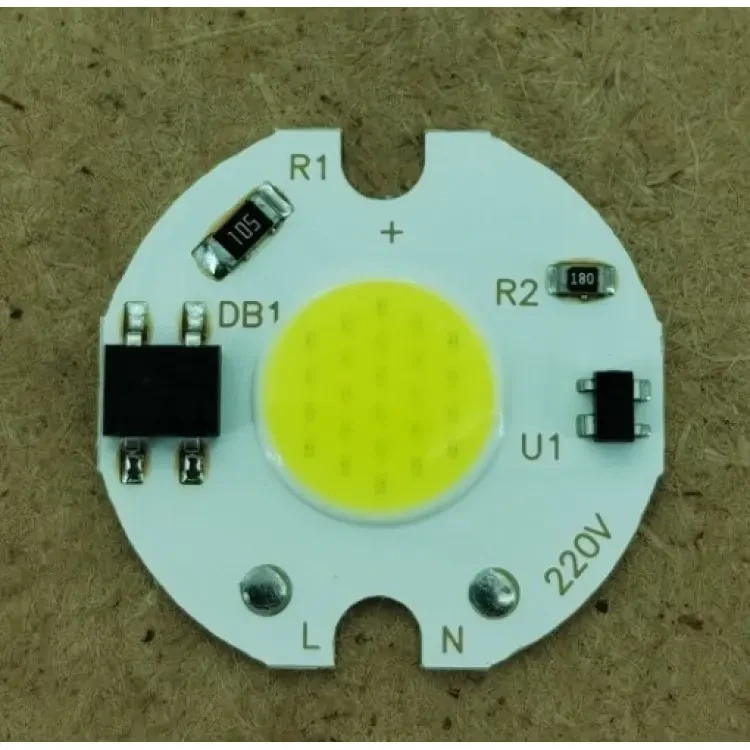 Світлодіод на 220В COB 5Вт з драйвером, білий холодний 24мм