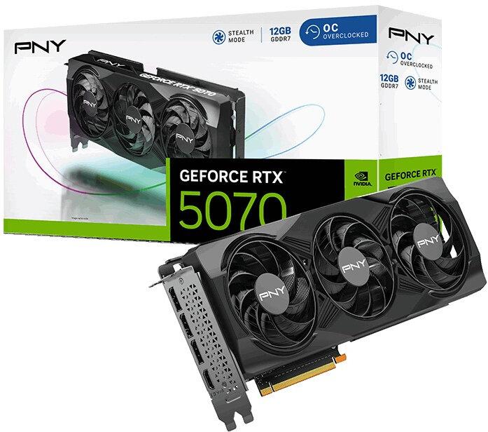 Відеокарта PNY GeForce RTX 5070 Triple Fan OC 12GB , Гарантія, фото 1