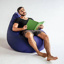 Крісло мішок синє Оксфорд велике, кресло мешок синее, Крісло груша синя, безкаркасне крісло синє, кресло груша, пуфик мешок синий