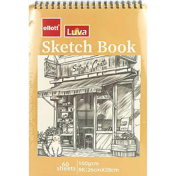 Скетчбук блокнот для малювання А3 - 60 аркушів верхня спіраль 26*38 см