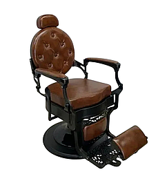 Перукарське крісло для чоловічої стрижки на гідравліці Midnight Monarch Vintage BARBER Black&Brown