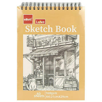 Скетчбук блокнот для малювання А4 - 60 аркушів верхня спіраль 21*29 см